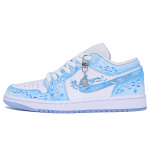 Jordan Air Jordan 1 Atsparūs trinčiai Kvėpuojantys žemi Vintažiniai Krep&scaron;inio Batai Unisex Balti Mėlyni DC0774-105(Team1083-) 36
