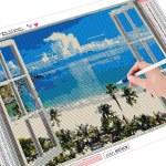 5D &bdquo;pasidaryk pats&ldquo; viso kvadrato grąžtas, pie&scaron;iamas deimantinis peizažas, jūros paplūdimio langas, i&scaron;orinis 3D mozaikos deimantas 20*30 cm