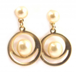 Les Tr&eacute;sors De Lily [C5746] - Boucles Plaqu&eacute; Or 'Lucille' Blanc Dor&eacute; balta