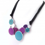 NOA [G5968] - Collier Cr&eacute;ateur 'Arlequin' turquoise violet turkis