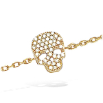Les Tr&eacute;sors De Lily [K6612] - Bracelet Plaqu&eacute; Or 'T&ecirc;te de Mort' blanc dor&eacute; - 11x8 mm