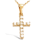 Les Tr&eacute;sors De Lily [K7159] - Pendentif Plaqu&eacute; Or 'Croix ' blanc dor&eacute; - 15x10 mm balta