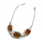Les Tr&eacute;sors De Lily [N2497] - Bracelet Argent 'Inspiration' ambre cognac (rhodi&eacute;) - 8 mm