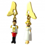 Les Tr&eacute;sors De Lily [P2027] - Boucles d'oreilles artisanales 'Monde Merveilleux' (Il &eacute;tait une fois) multicolore dor&eacute; - 25x7 mm