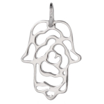 Les Tr&eacute;sors De Lily [Q4599] - Pendentif argent 'Main de Fatma' argent&eacute; (rhodi&eacute;) - 19x15 mm sidabras