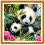 Daimond Painting Panda Family 3D Deimantinis paveikslas Apvalus Kalnų kri&scaron;tolas Deimantų Tapyba Siuvinėjimas 30x30CM