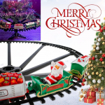 Kalėdų traukinio elektriniai žaislai Kalėdų eglutės papuo&scaron;imas traukinio bėgių rėmas Railway Car with Sound&Light Rail Car Kalėdinės dovanos