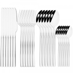 24 vnt. juodi stalo reikmenys nerūdijančio plieno stalo įrankių rinkinys &scaron;akutės peiliai &scaron;auk&scaron;tai virtuvės vakarienės rinkinys &scaron;akutė &scaron;auk&scaron;tas peilis auksinis indų rinkinys sidabras