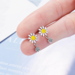 ANENJERY Sweet Flower Stud auskarai moterims Epoksidinės saulės gėlės cirkonio auskarai oorbellen S-E759 sidabras