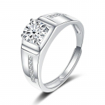 Bague Ringen 18K balto aukso spalvos apvalus 1.0CT moissanite žiedai vyrams Vestuvių ceremonijos žiedas Akinantys vyri&scaron;ki aksesuarai Papuo&scaron;alai Resizable balta