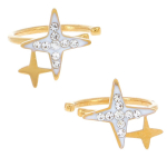 Les Tr&eacute;sors De Lily [R4483] - Boucles bagues oreilles acier 'Etoile' blanc dor&eacute; - 8 mm