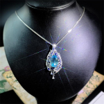 Tikras 925 sterlingų sidabro mėlynas safyras pakabukas karoliai moterims apykaklės Mujer sidabras 925 papuo&scaron;alai safyras Topaz Joyas 45cm mėlyna