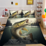 3D žvejybos ra&scaron;tų patalynės rinkinys Big Fish Print Antklodės užvalkalas pagalvės užvalkalas 2/3 dalių mikropluo&scaron;to audinys viso dydžio namų dekoravimas DE 155x220cm