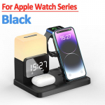 Sulankstomas 6-in-1 belaidis įkroviklis, stovas, žadintuvas, lempa, greito įkrovimo stotelė, skirta iPhone 14 13 12 X Pro Max, Airpods Pro, iWatch juoda