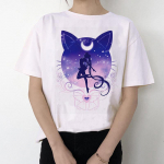 jūreivis Mėnulis 90s Juokingi mar&scaron;kinėliai Harajuku drabužiai Mar&scaron;kinėliai Esteti&scaron;ka katė Anime Moterys Miela Moteris T XXL
