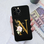 Apple iPhone 13 14 15 Pro Max X XS XR SE telefono dėklo dangtelis skystas mink&scaron;tas matinis silikonas, atsparus smūgiams, gėlių raidės iPhone korpuso buferiui iPhone 13 Pro
