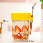 350 ml Ne&scaron;iojamas nakčiai avižinių dribsnių puodelis su dangteliu pusryčių puodelis dribsnių stiklas Mason puodelio salotų stiklainis Jogurto puodelis 350ML mėlyna