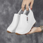 Fujin 7 cm natūralios odos sintetiniai aulinukai moteri&scaron;ki madingi kulk&scaron;nies platformos plei&scaron;tiniai auk&scaron;takulniai batai rudens pavasario seksualūs paslėpti auk&scaron;takulniai batai 36 balta