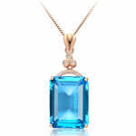 POMOiii Naujo stiliaus temperamento stačiakampis jūros mėlynos spalvos pakabukas, moteri&scaron;kas natūralaus cirkonio raktikaulio grandinės žavesys, vestuvių sužadėtuvės, puikūs papuo&scaron;alai mėlyna