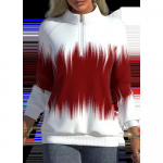 Gradiento spalvos spausdinta i&scaron;kirptė Užtrauktukas ilgomis rankovėmis žieminis džemperis su pusiau vėžiu 2XL juoda