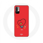 Coque pour Xiaomi Poco M3 Pro BTS Bangtan Gar&ccedil;ons BT21 TATA V Fond Rouge