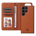 2 viename Nuimamas piniginės dėklas, skirtas Galaxy S23 S24 S22 Ultra S21 FE A14 A24 A34 A54 A13 A33 A53 A12 A32 A52 smūgiams atsparus magnetinis užsegimas atverčiamas odinis dėklas Samsung S24 ruda