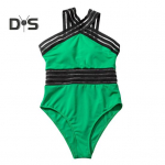 Moteri&scaron;ki seksualūs &bdquo;Monokini Crossover Halter&ldquo; vientisi maudymosi kostiumėliai, sujungiantys auk&scaron;tą juosmenį S formos maudymosi kostiumėliai paplūdimio drabužiai S žalia