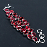 Raudono granato brangakmenis rankų darbo 925 prabos sidabro apyrankė, sidabrinė apyrankė, raudono granato apyrankė moterims, granato unisex apyrankė dovanoms 8 raudona