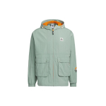 Adidas Originals Trefoil logotipas vientisa ilgomis rankovėmis su gobtuvu striukė vyri&scaron;ka vir&scaron;utinė apranga sidabrinė pilka žalia IK8594 M
