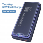 QOOVI Powerbank 30000mAh i&scaron;orinės baterijos talpa PD 65W greito įkrovimo ne&scaron;iojamas įkroviklis Powerbank ne&scaron;iojamam kompiuteriui Macbook iPhone Samsung Xiaomi