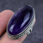 Natural Sage Amethyst Gemstone Handmade 925 Sterling Silver Gift Ring S.7 b4r19