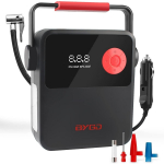 Oro kompresoriaus padangų pripūtimo įtaisas, DC 12V ne&scaron;iojamas automobiliui, skaitmeninis padangų siurblys su ne&scaron;iojama rankena ir LED lemputė automobilių padangoms ir kitoms pripučiamoms valtims 16*6.5*20.4cm raudona/juoda