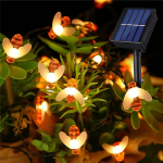 100 LED saulės energija varomų bičių girliandų lauko fėjų &scaron;vieselės Kalėdų girlianda 8 režimai Vandeniui atspari terasos sodo vakarėlio kalėdinė dekoracija 6.5M 30LED 400mAh