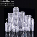 10 ~ 100 vnt 21-45 mm skaidraus plastiko monetų laikiklis monetų surinkimo dėžutės dėklas monetų laikymo kapsulėms, apsauginėms dėžutėms, konteineriams B mix 50pcs