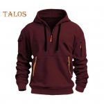 Vyri&scaron;kas rudens žiemos gobtuvas Vienspalvis rai&scaron;telis ilgomis rankovėmis, pusiau užtrauktuku rankoje, ki&scaron;enės juostelės dekoro su gobtuvu, laisvas kasdieninis dėvėjimas laisvalaikio sportui M tamsiai pilka spalva