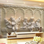 3D Sienų tapetai Modernus reljefinis personažas Svetainės Vaikų miegamojo Namų dekoravimo tapetai 300 cm(W) x 180 cm(H) beige
