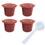 Daugkartinio naudojimo kavos kapsulės - Netoksi&scaron;kos - Nespresso aparatui - 4 vnt. - Nerūdijantis plienas - Raudonos