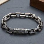 Pažangi vynmedžio žolės ra&scaron;to apyrankė vyrams ir moterims, retro paprasto hiphopo, ni&scaron;inė ir dominuojanti apyrankė 18CM sidabras