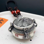 Kinieti&scaron;ko stiliaus lobių puodo rankenėlė, retro kultūrinis žaislas, nedidelis arbatos gyvūnėlio ornamentas, vidurinis pasukamas pakabukas 2.5*3 CM sidabras