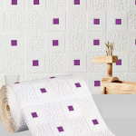 70cm*1m 3D stereo wall stickers self-adhesive ceiling decorative stickers living room bedroom TV background waterproof wallpaper 70cmX1m violetinė