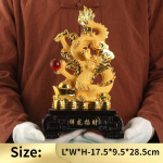 Feng&scaron;ui Turto Xianglong Zhaocai Dekoracija Zodiako Drakonas Auksinis Drakonas Žaidžiantis Karoliais Namų Vyno Spintelė Svetainės Dekoracija