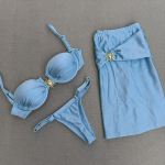 3 dalių bikinio rinkinys Push Up Bikini Sexy Moteri&scaron;kas maudymosi kostiumėlis Blizgus sijonas Moteri&scaron;ki maudymosi kostiumėliai Brazilijos maudymosi kostiumėlis Paplūdimio apdangalai L