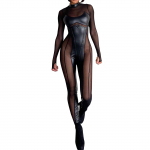 Moteri&scaron;kas Seksualus Apatinis Trikotažas Vakarėliui Siūtas I&scaron; Tinklelio Permatomas Ilgomis Rankovėmis Seksualus Kūno Kostiumas One Size juoda