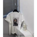 Nauji vasariniai kasdieniai laisvi universalūs mar&scaron;kinėliai trumpomis rankovėmis su animacinio &scaron;uns atspaudu moterims M