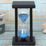 5-60 minučių Juodas rėmas Keturių kolonų smėlio laikrodis Rankų darbo Stiklinis Smėlio laikrodis Kūrybingas Medinis Laikmatis Smėlio laikrodis Namų Dekoracija Dovanos 5min (8x14cm)