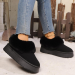 2024 Mink&scaron;ti pliu&scaron;iniai dizaino įsispiriami sniego batai Madingi naujo stiliaus Patogūs su storu padu Laisvalaikio pliu&scaron;iniai &scaron;ilti moteri&scaron;ki ankle boots 42 juoda