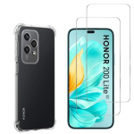 Smūgiams atsparus dėklas - Phonillico - Honor 200 Lite 5G - Mink&scaron;tas silikonas - 2 grūdinti stiklai - Sustiprinta apsauga