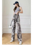 Moteri&scaron;kos vasarinės korėjieti&scaron;ko stiliaus ledo &scaron;ilko dažytos platėjančios kelnės One Size (Fits 80-150 Jin)