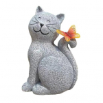 Katės statula Saulės &scaron;viesa Vandeniui atspari Sodo kačiuko skulptūra Ap&scaron;viesta kačiuko statula Lauko kra&scaron;tovaizdžio ap&scaron;vietimas terasai, kiemo dekoravimui C