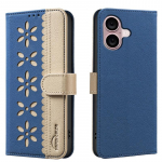 Spalvingų gėlių piniginė kortelių dėklas magnetinis odinis dėklas iPhone 16E 16 15 Pro Max 14 Plus 13 12 11 XS XR X 8 7 telefono dėklas iPhone 8 (iPhone 7) juoda